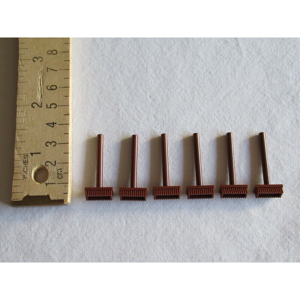 6x Lot Lego Reddish Brown Minifigure Push Broom Handled Brush Parts City